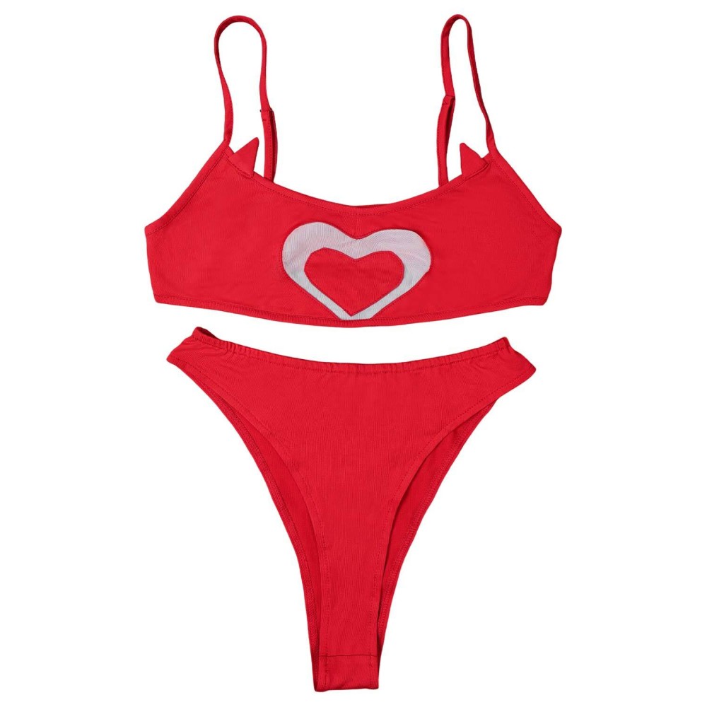 Hazbin Hotel Cherri Bomb Red 2 Piece Bikinis Set Swimsuit Suit Cosplay Costume Halloween Carnival Outfit