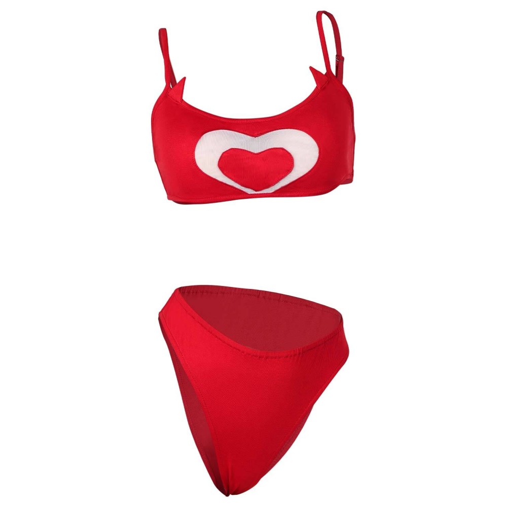 Hazbin Hotel Cherri Bomb Red 2 Piece Bikinis Set Swimsuit Suit Cosplay Costume Halloween Carnival Outfit