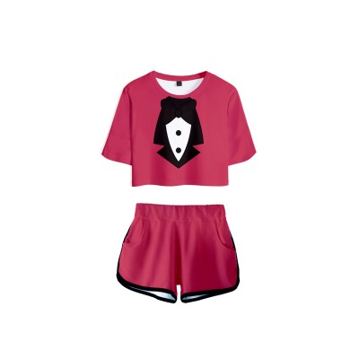 Hazbin Hotel Charlie Morningstar T-shirt and Shorts Kit Suit Cosplay Costume Halloween Carnival Outfit
