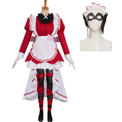 Hazbin Hotel Carmilla Carmine Maid and Butler Cafe Maiden Dress Set Party Cosplay Costume Halloween Carnival