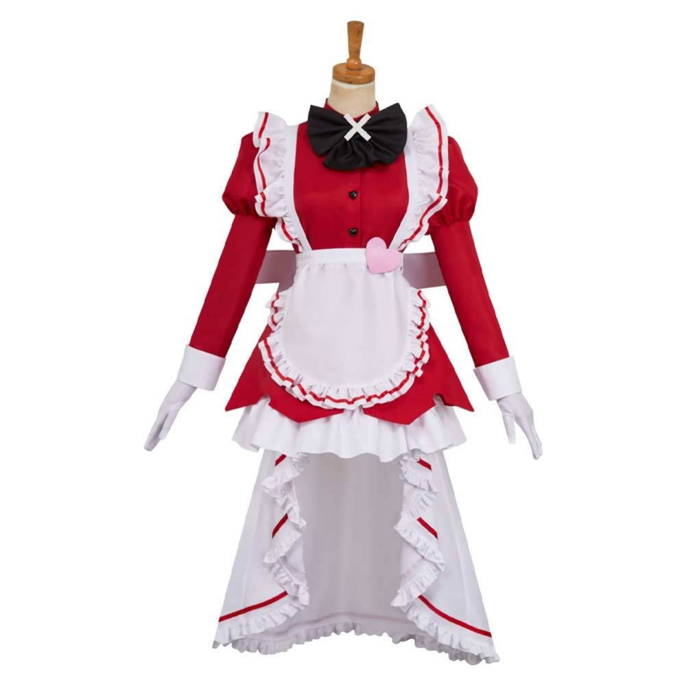 Hazbin Hotel Carmilla Carmine Maid and Butler Cafe Maiden Dress Set Party Cosplay Costume Halloween Carnival