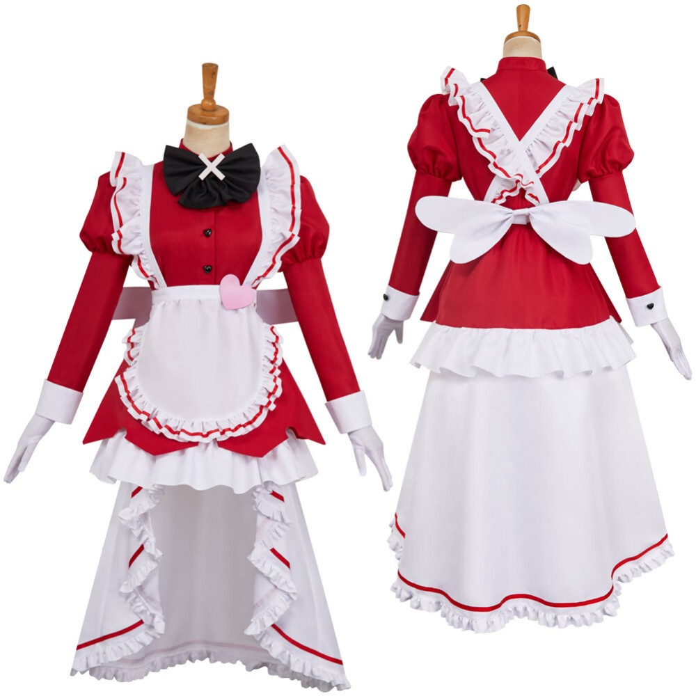 Hazbin Hotel Carmilla Carmine Maid and Butler Cafe Maiden Dress Set Party Cosplay Costume Halloween Carnival