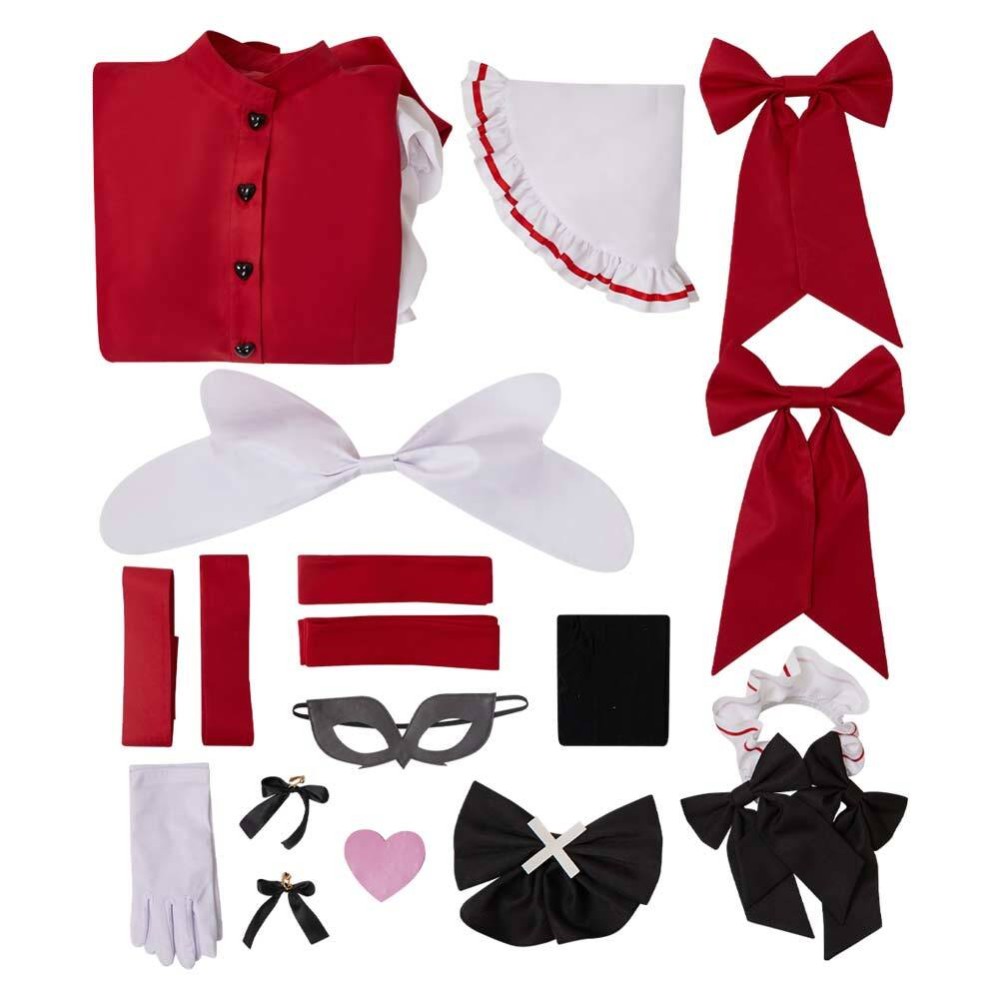 Hazbin Hotel Carmilla Carmine Maid and Butler Cafe Maiden Dress Set Party Cosplay Costume Halloween Carnival