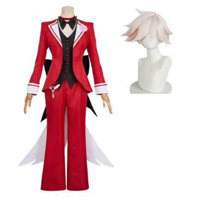 Hazbin Hotel Angel Dust Maid and Butler Cafe Red Bulter Uniform Party Cosplay Costume Halloween Carnival