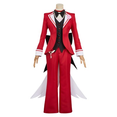 Hazbin Hotel Angel Dust Maid and Butler Cafe Red Bulter Uniform Party Cosplay Costume Halloween Carnival
