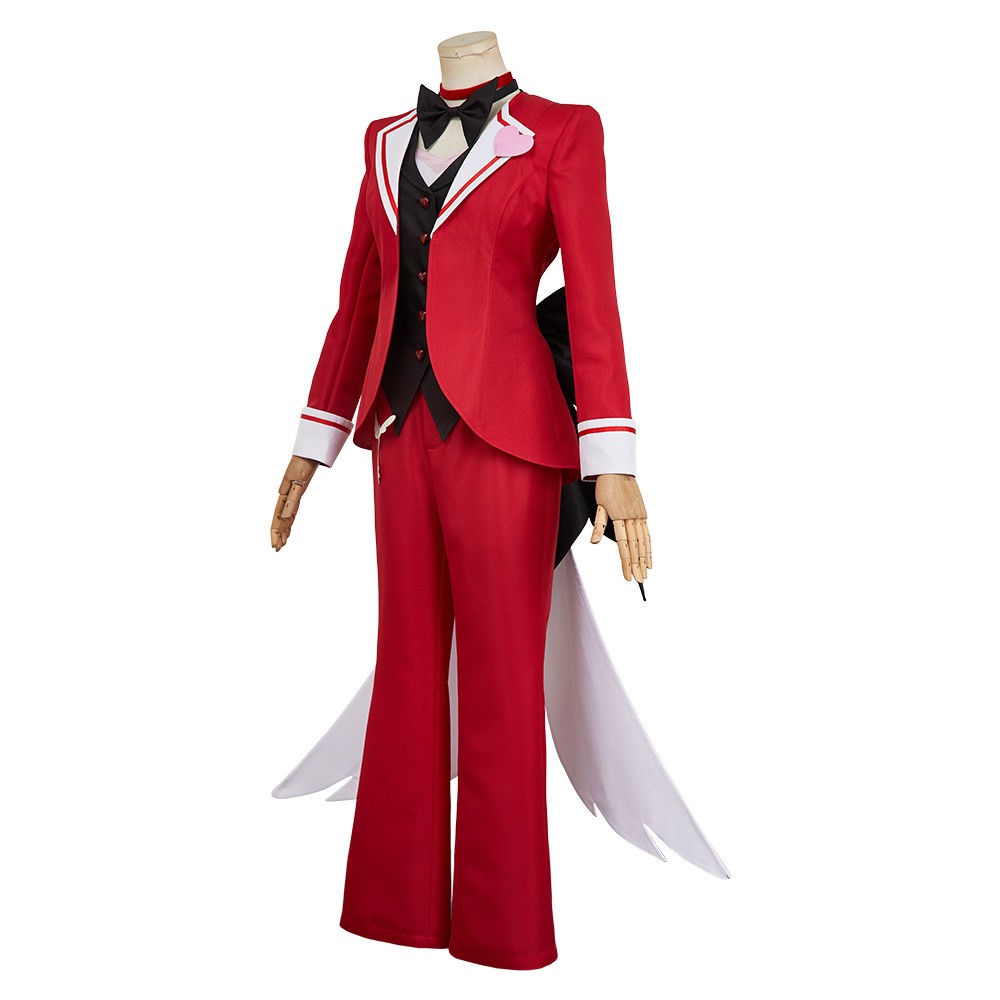 Hazbin Hotel Angel Dust Maid and Butler Cafe Red Bulter Uniform Party Cosplay Costume Halloween Carnival