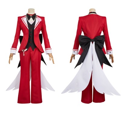 Hazbin Hotel Angel Dust Maid and Butler Cafe Red Bulter Uniform Party Cosplay Costume Halloween Carnival