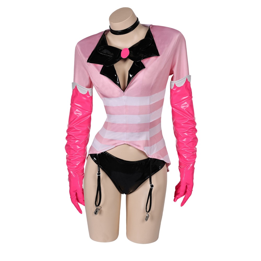 Hazbin Hotel Angel Dust Pink Lingerie for Women Suit Cosplay Costume Halloween Carnival Outfit