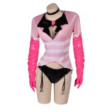 Hazbin Hotel Angel Dust Pink Lingerie for Women Suit Cosplay Costume Halloween Carnival Outfit