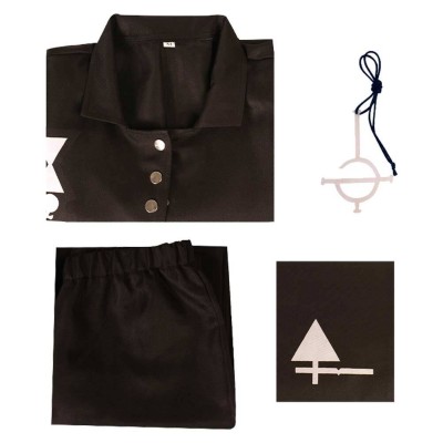 Ghost B.C Aether Men Black Stage Cosplay Costume Halloween Carnival Outfit