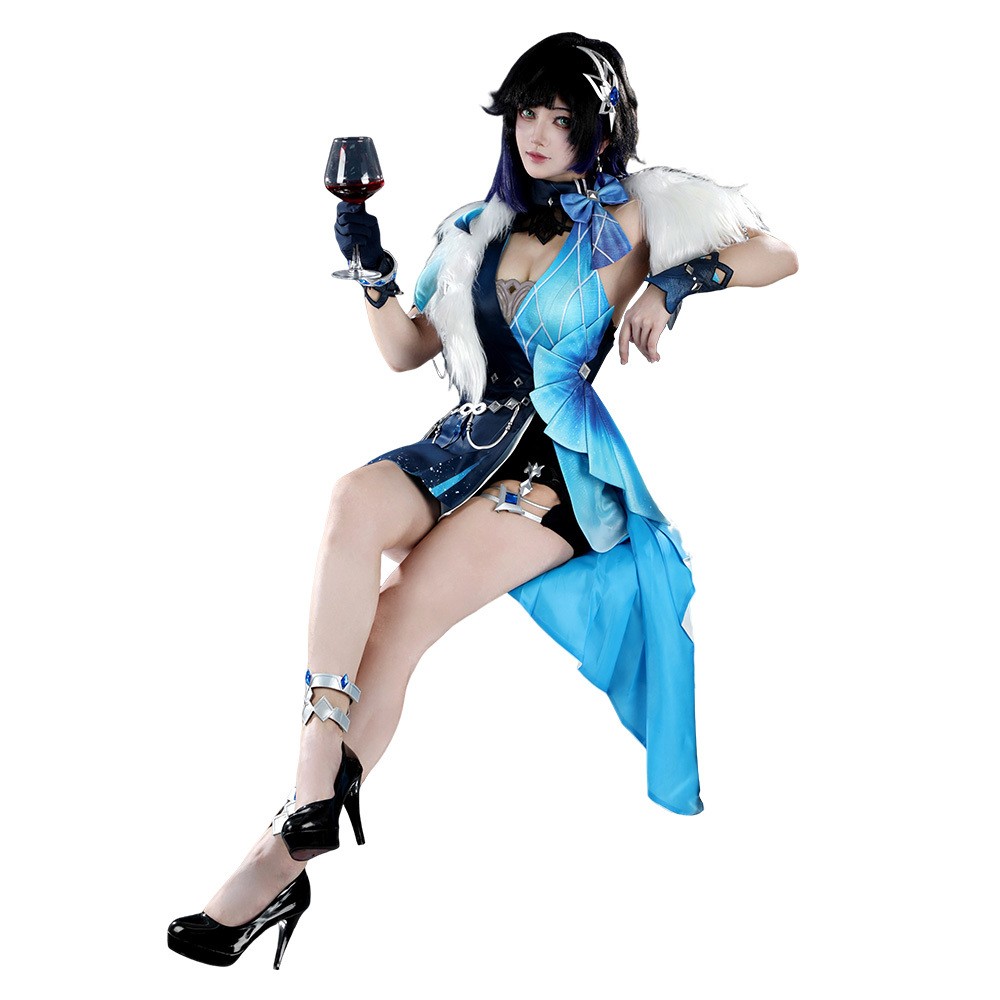 Genshin Impact Yelan Tranquil Banquet Fullset Party Cosplay Costume Halloween Carnival