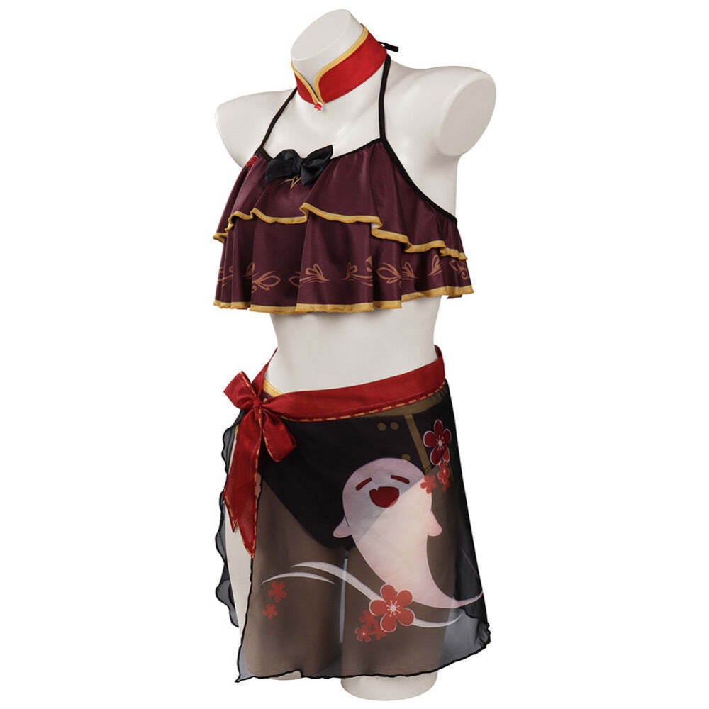 Genshin Impact Hu Tao Party Swimsuit Set Festival Cosplay Costume Halloween Carnival