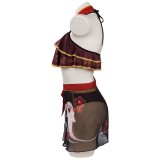 Genshin Impact Hu Tao Party Swimsuit Set Festival Cosplay Costume Halloween Carnival