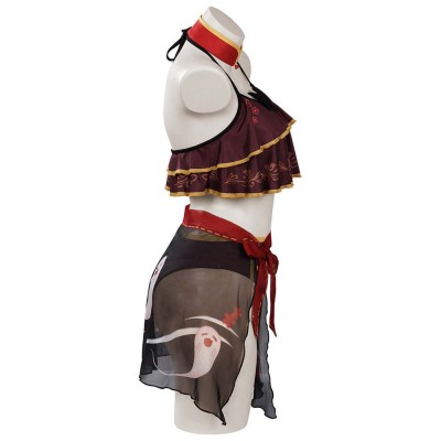 Genshin Impact Hu Tao Party Swimsuit Set Festival Cosplay Costume Halloween Carnival