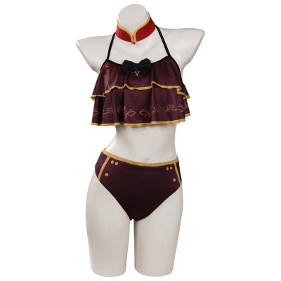 Genshin Impact Hu Tao Party Swimsuit Set Festival Cosplay Costume Halloween Carnival