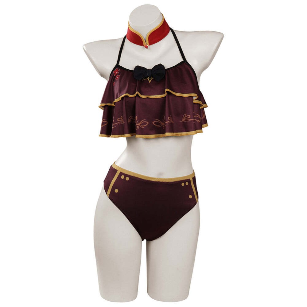 Genshin Impact Hu Tao Party Swimsuit Set Festival Cosplay Costume Halloween Carnival