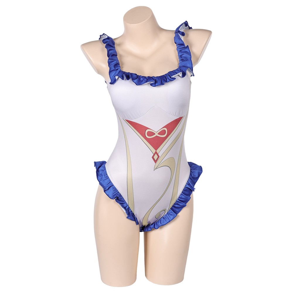 Genshin Impact Ganyu White One-piece Swimsuit Suit Cosplay Costume Halloween Carnival Outfit