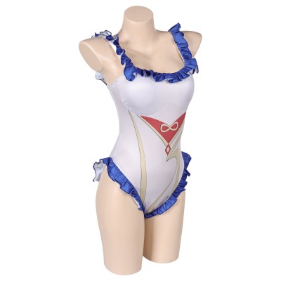 Genshin Impact Ganyu White One-piece Swimsuit Suit Cosplay Costume Halloween Carnival Outfit