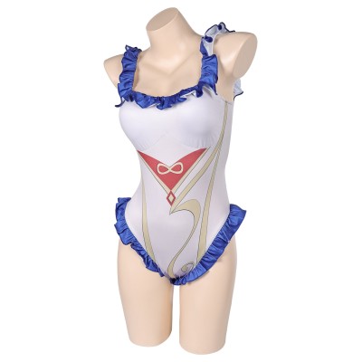 Genshin Impact Ganyu White One-piece Swimsuit Suit Cosplay Costume Halloween Carnival Outfit