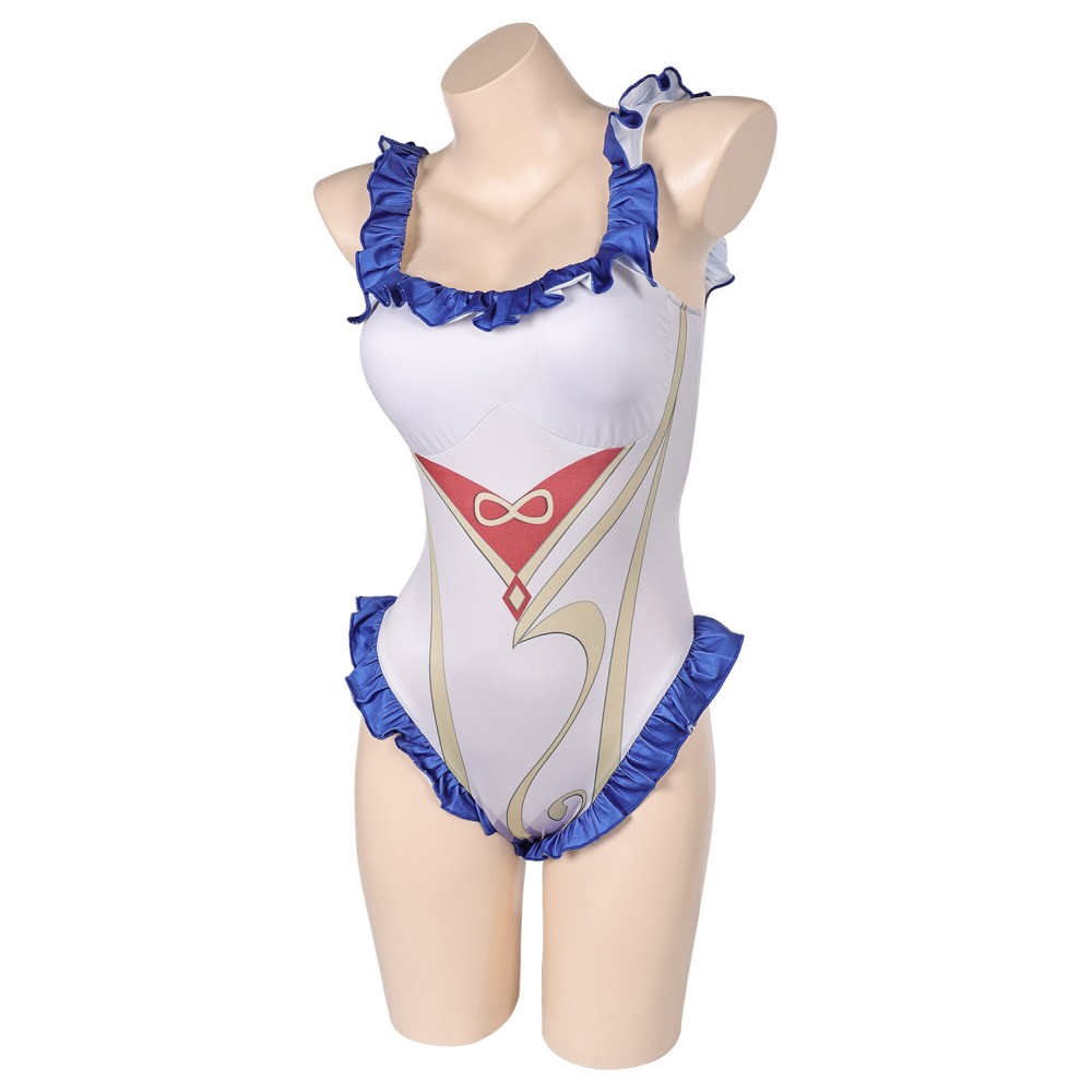 Genshin Impact Ganyu White One-piece Swimsuit Suit Cosplay Costume Halloween Carnival Outfit