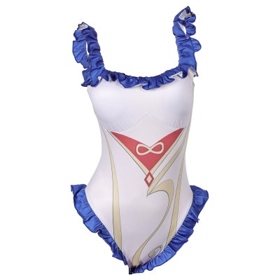 Genshin Impact Ganyu White One-piece Swimsuit Suit Cosplay Costume Halloween Carnival Outfit