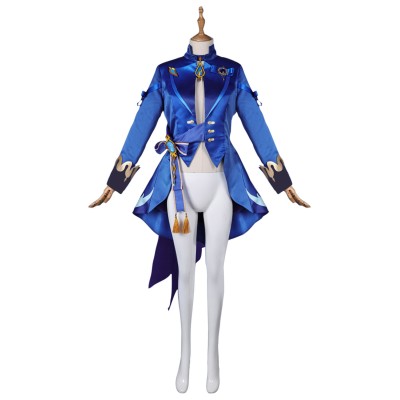 Genshin Impact Furina de Fontaine Blue Uniform Suit Cosplay Costume Halloween Carnival Outfit