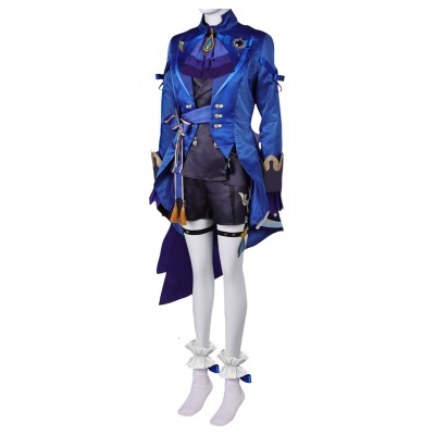 Genshin Impact Furina de Fontaine Blue Uniform Suit Cosplay Costume Halloween Carnival Outfit