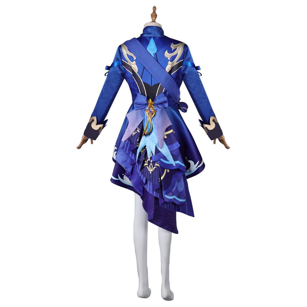 Genshin Impact Furina de Fontaine Blue Uniform Suit Cosplay Costume Halloween Carnival Outfit