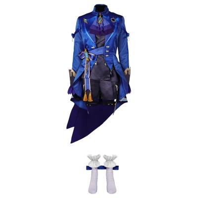 Genshin Impact Furina de Fontaine Blue Uniform Suit Cosplay Costume Halloween Carnival Outfit
