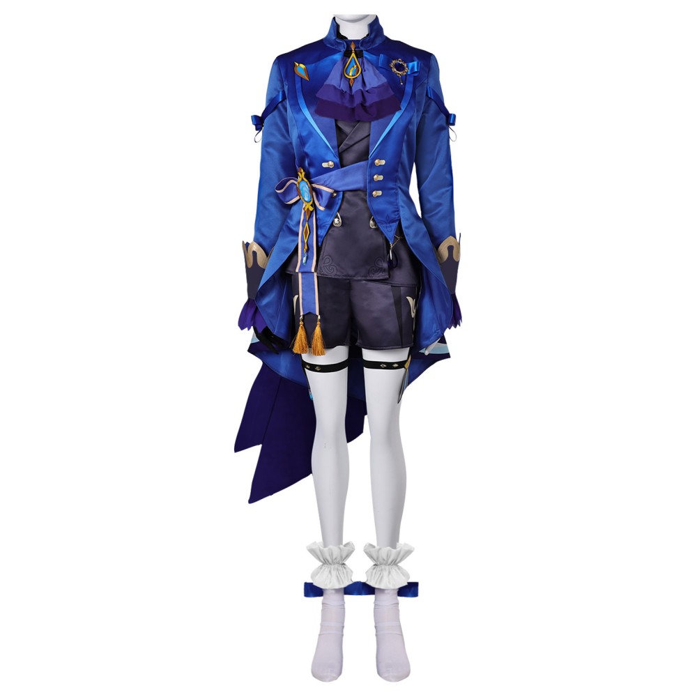 Genshin Impact Furina de Fontaine Blue Uniform Suit Cosplay Costume Halloween Carnival Outfit