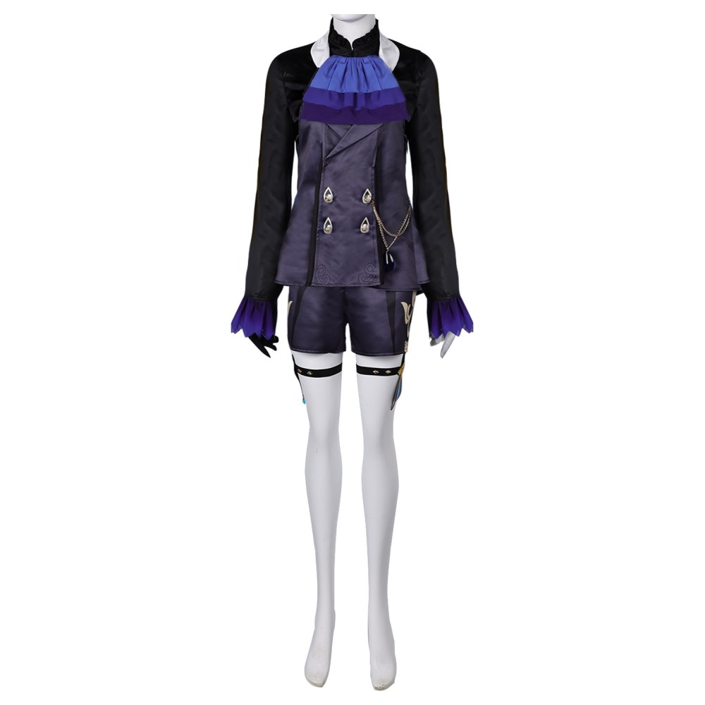 Genshin Impact Furina de Fontaine Blue Uniform Suit Cosplay Costume Halloween Carnival Outfit