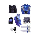 Genshin Impact Furina de Fontaine Blue Uniform Suit Cosplay Costume Halloween Carnival Outfit