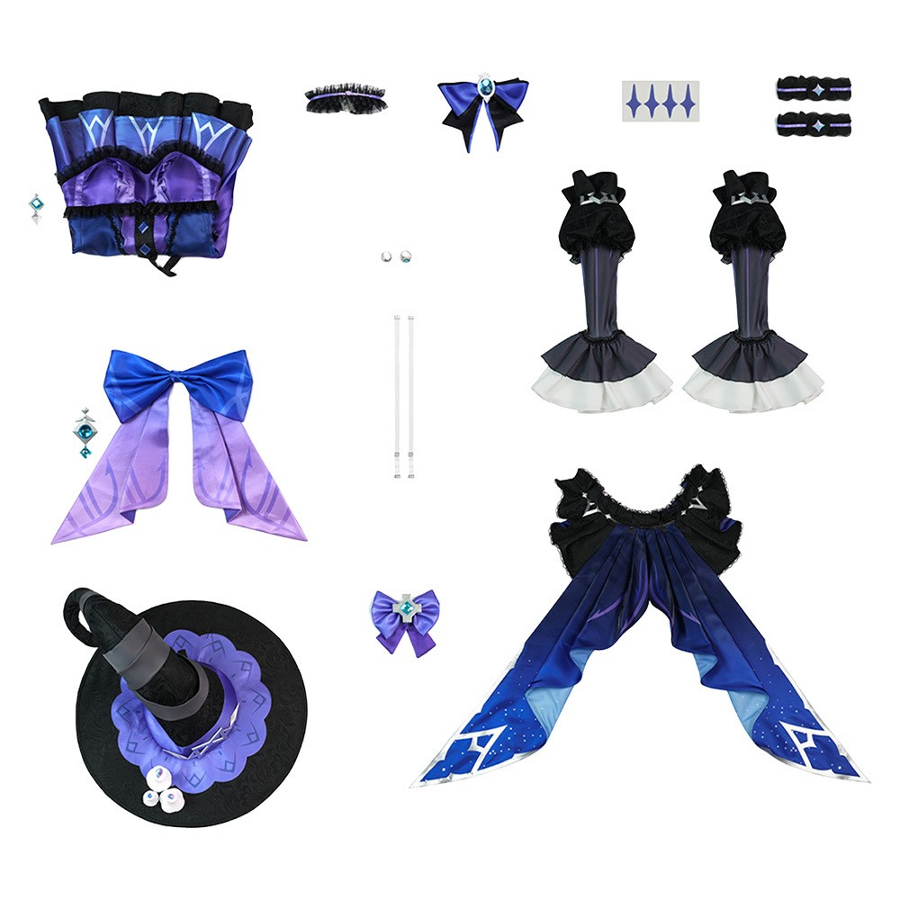 Genshin Impact Clorinde Purple Dress Cosplay Costume Halloween Carnival Outfit