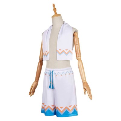 Genshin Impact Aether White Swimsuit Cosplay Costume Halloween Carnival