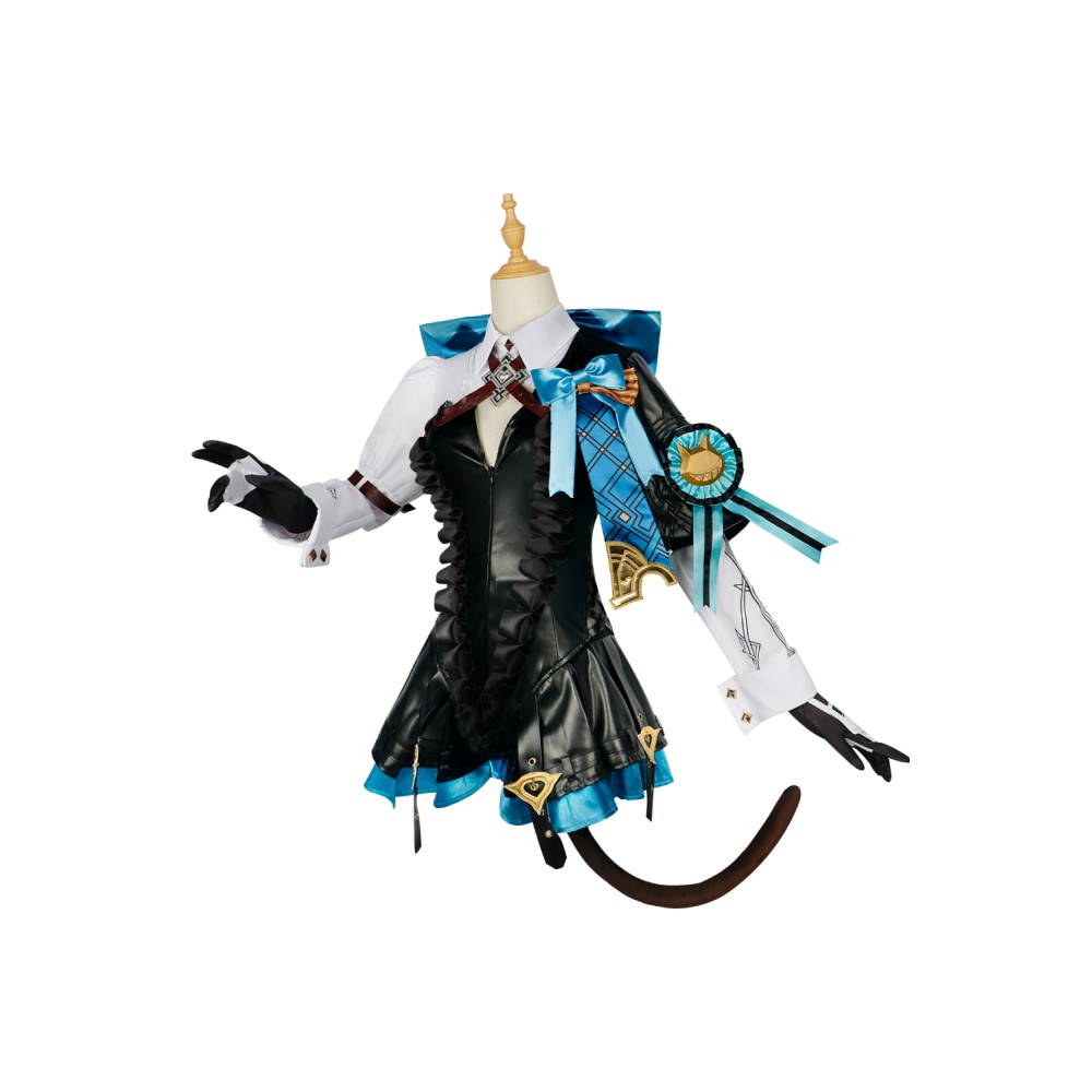 Game Genshin Impact Lynette Black Cat-Like Suit Cosplay Costume Halloween Carnival Outfit