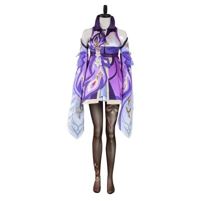 Genshin Impact Keqing Skirt Dress Set Festival Christmas Cosplay Costume Halloween Carnival Outfit