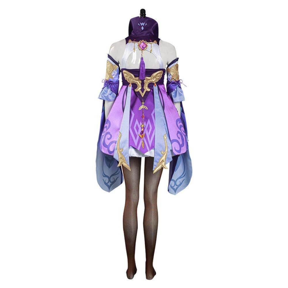Genshin Impact Keqing Skirt Dress Set Festival Christmas Cosplay Costume Halloween Carnival Outfit