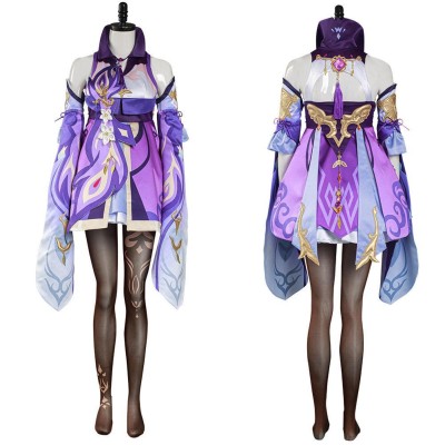 Genshin Impact Keqing Skirt Dress Set Festival Christmas Cosplay Costume Halloween Carnival Outfit