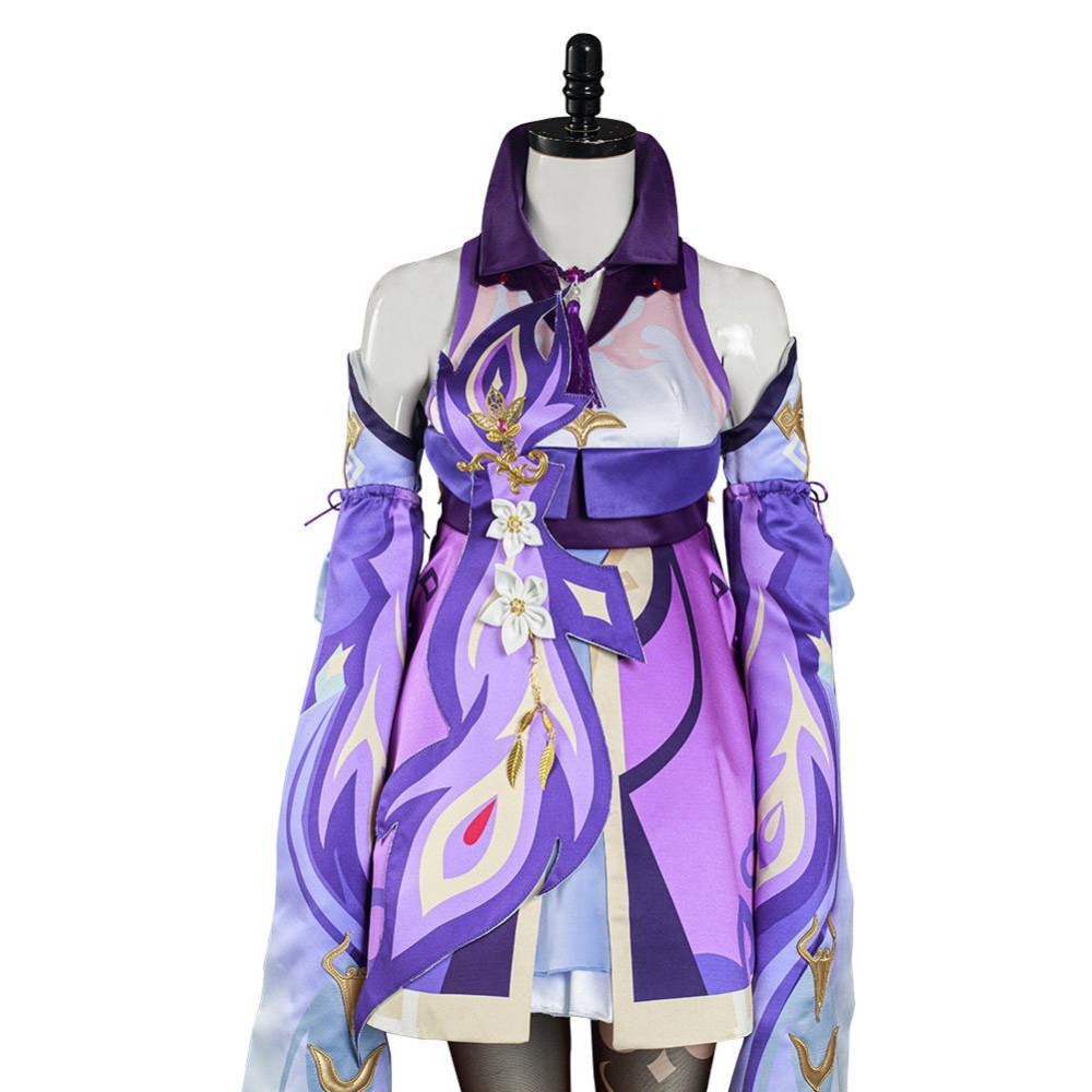 Genshin Impact Keqing Skirt Dress Set Festival Christmas Cosplay Costume Halloween Carnival Outfit