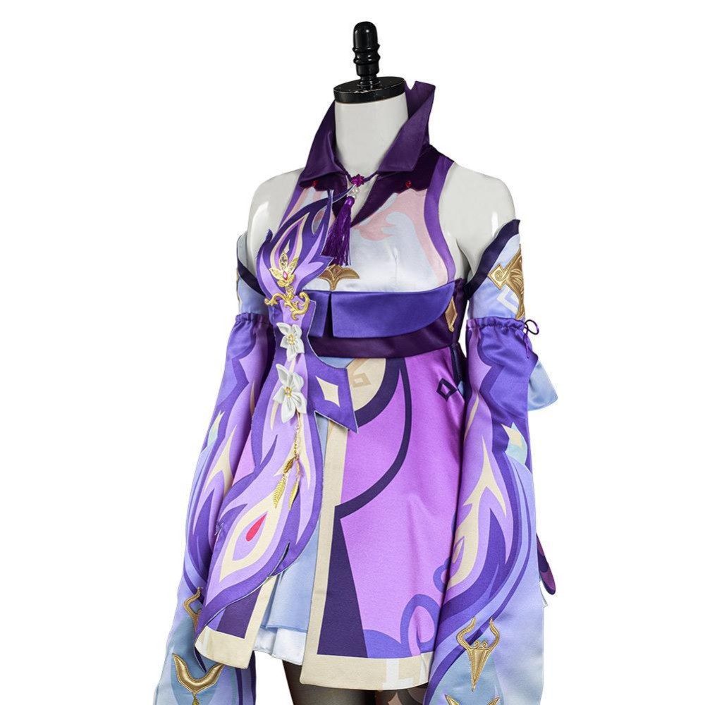 Genshin Impact Keqing Skirt Dress Set Festival Christmas Cosplay Costume Halloween Carnival Outfit