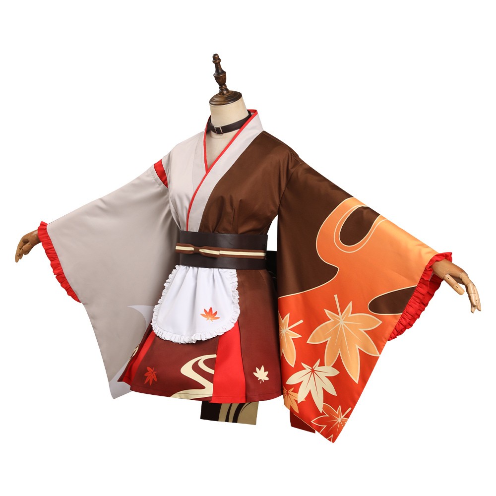 Genshin Impact Kaedehara Kazuha Kimono Maid UUstyle® Cosplay Costume Halloween Carnival Outfit