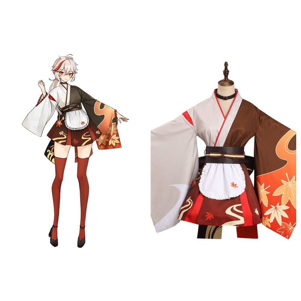 Genshin Impact Kaedehara Kazuha Kimono Maid UUstyle® Cosplay Costume Halloween Carnival Outfit