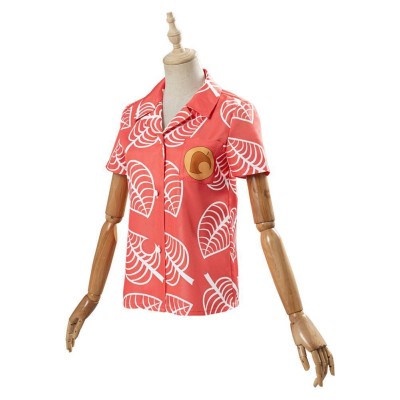 Animal Crossing Isabelle Women Short Sleeve Shirts Top Cosplay Costume Halloween Carnival
