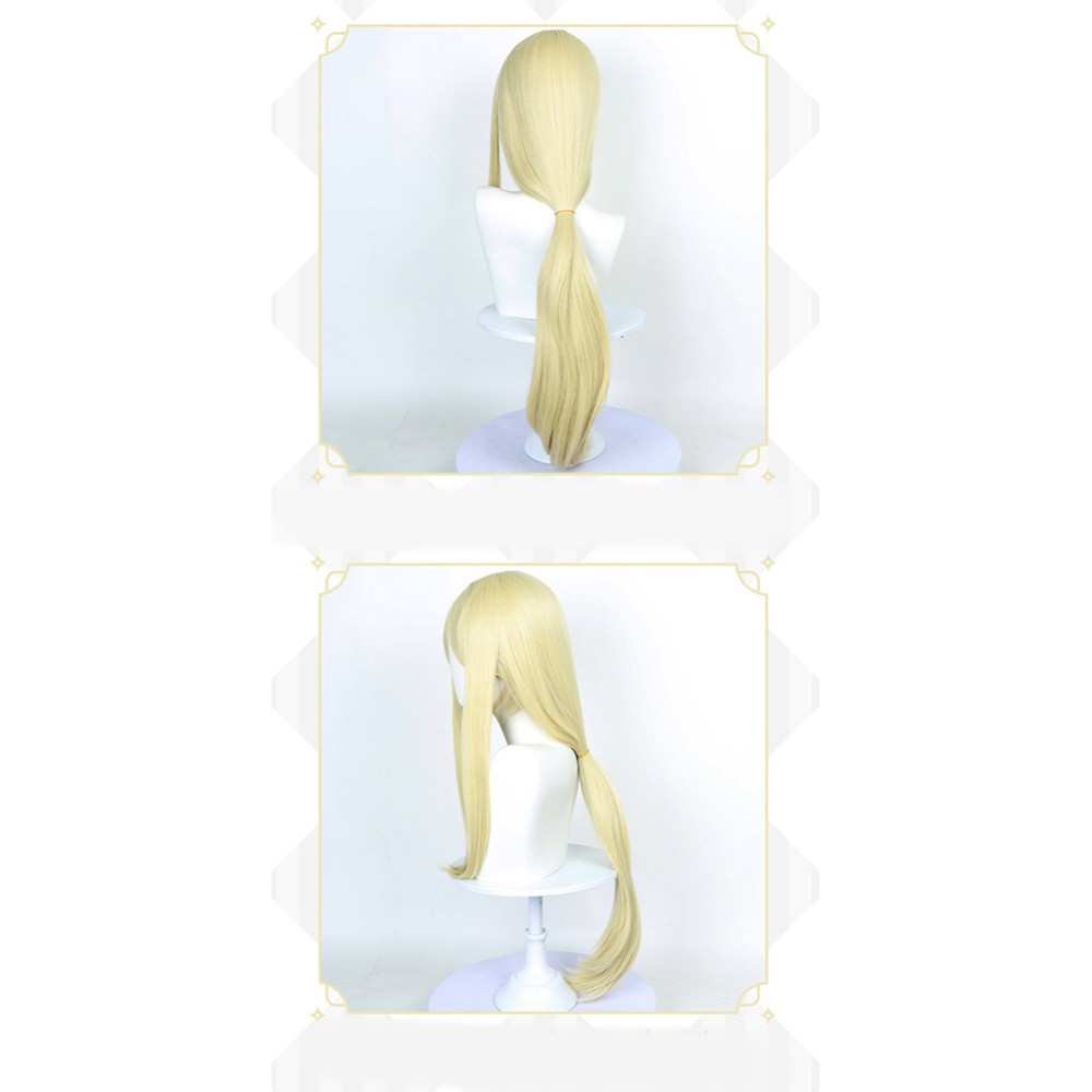 GACHIAKUTA August Stilza Golden Wig Resistant Synthetic Hair Accessories Cosplay Costume Halloween Carnival