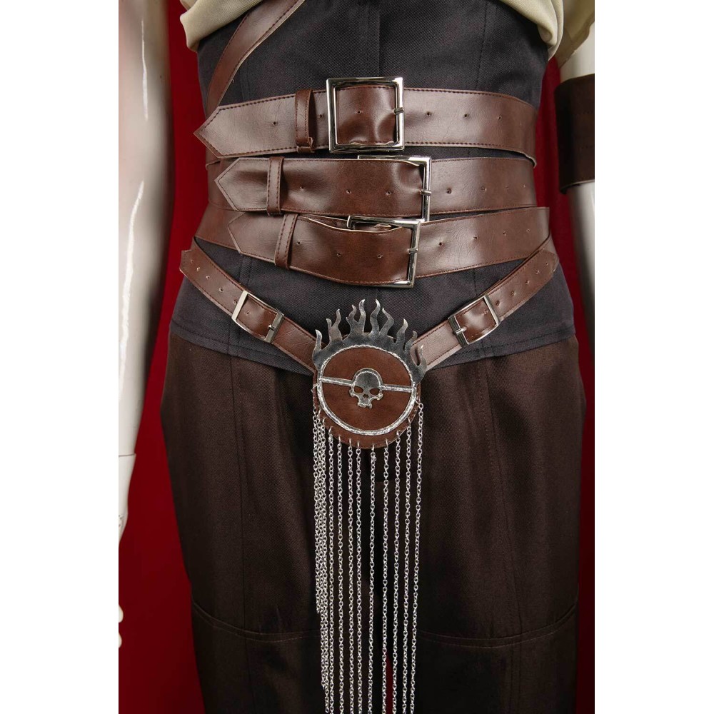 Furiosa: A Mad Max Saga Furiosa Dark Brown Set With Red Cloak Suit Cosplay Costume Halloween Carnival Outfit