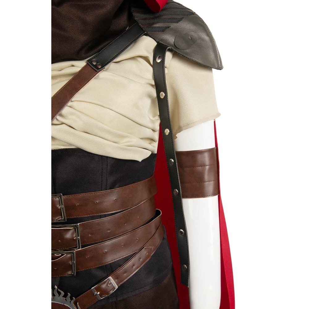 Furiosa: A Mad Max Saga Furiosa Dark Brown Set With Red Cloak Suit Cosplay Costume Halloween Carnival Outfit