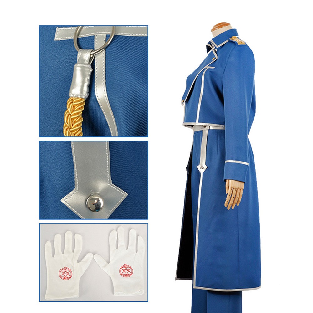 FULLMETAL ALCHEMIST Roy Mustang Party Disguise Suit Cosplay Costume Halloween Carnival Outfit