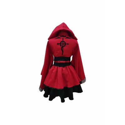 Fullmetal Alchemist Edward Elric Women Red Lolita Dress Suit Cosplay Costume Halloween Carnival Outfit