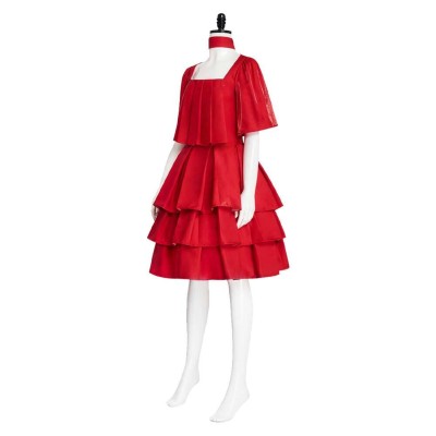 Frieren Women Red Dress Cosplay Costume Halloween Carnival Outfit