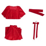 Frieren Women Red Dress Cosplay Costume Halloween Carnival Outfit